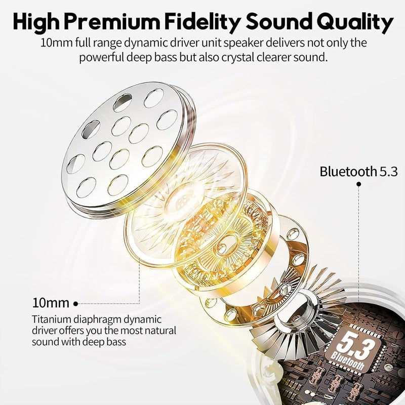MOZOTER Bluetooth 5.3 Wireless Earbuds,Deep Bass Loud Sound Clear Call Noise Cancelling with 4 Microphones in-Ear Headphones with Wireless Charging Case Compatible for iPhone Android,Work-White - Image 2